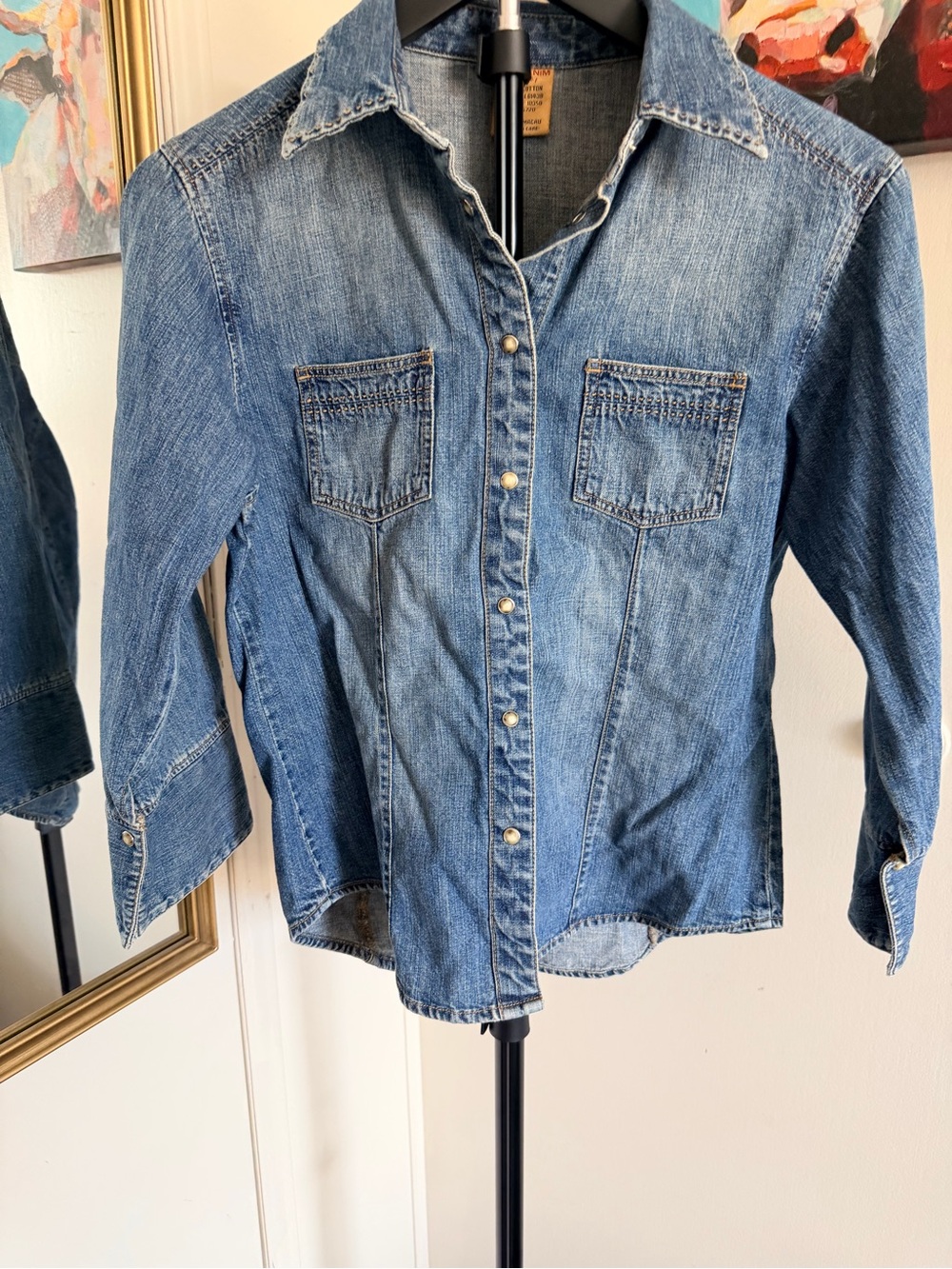 BKE Denim Long Sleeve Snap Button Shirt Medium